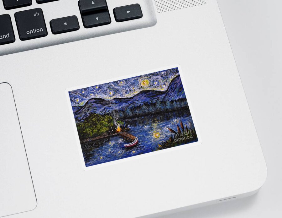 Nepa Sticker featuring the painting Starry Lake by Christina Verdgeline