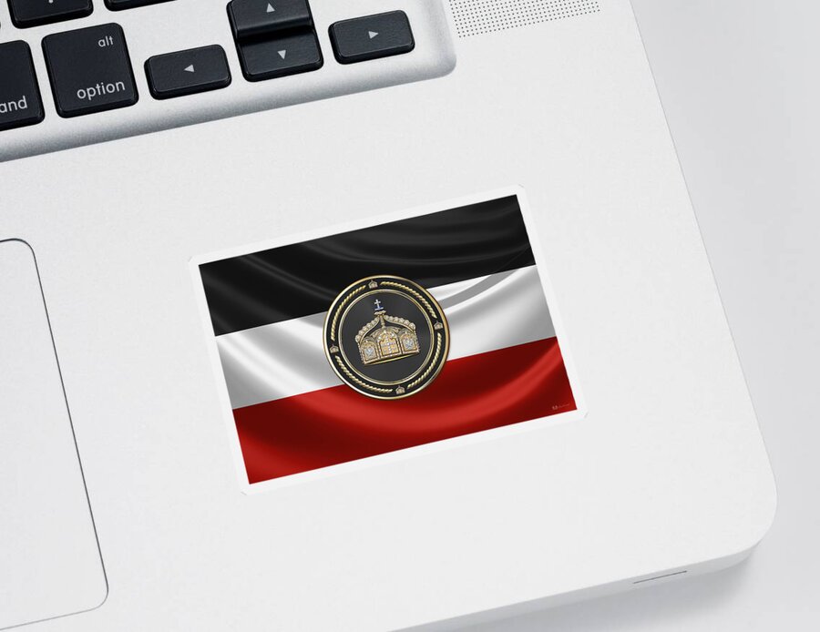 'royal Collection' By Serge Averbukh Sticker featuring the digital art State Crown of the German Empire over Flag of the German Empire by Serge Averbukh