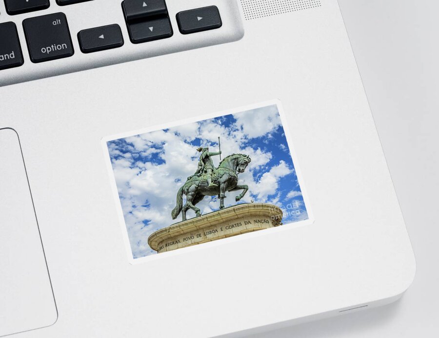 Lisbon Sticker featuring the photograph Statue of King John I Lisbon by Benny Marty