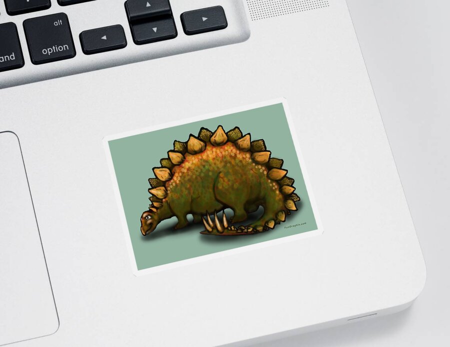 Stegosaurus Sticker featuring the greeting card Stegosaurus by Kevin Middleton