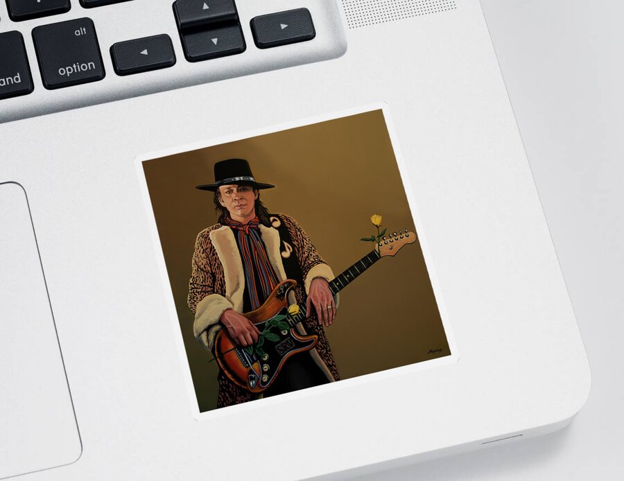 Stevie Ray Vaughan Sticker featuring the painting Stevie Ray Vaughan 2 by Paul Meijering