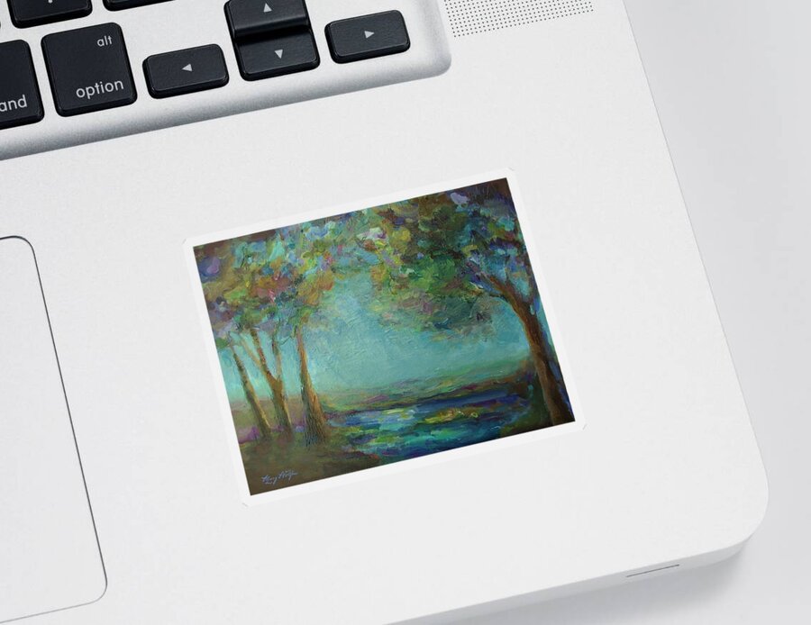 Impressionist Landscape Sticker featuring the painting Stillness by Mary Wolf