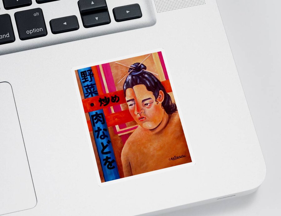 Japanese Sticker featuring the painting Stir Fry by Carol Allen Anfinsen