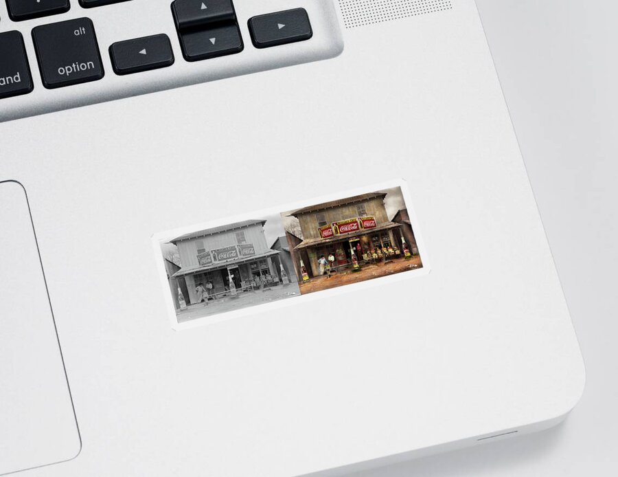 Color Sticker featuring the photograph Store - Grocery - Mexicanita Cafe 1939 - Side by Side by Mike Savad