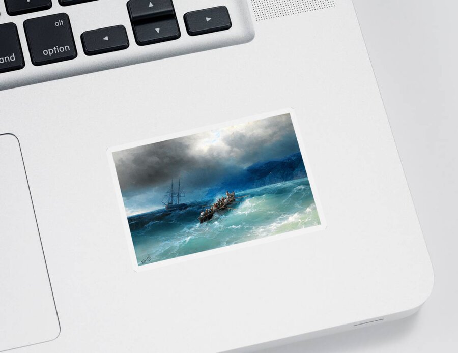 Ivan Aivazovsky Sticker featuring the painting Storm over the Black Sea by Ivan Aivazovsky
