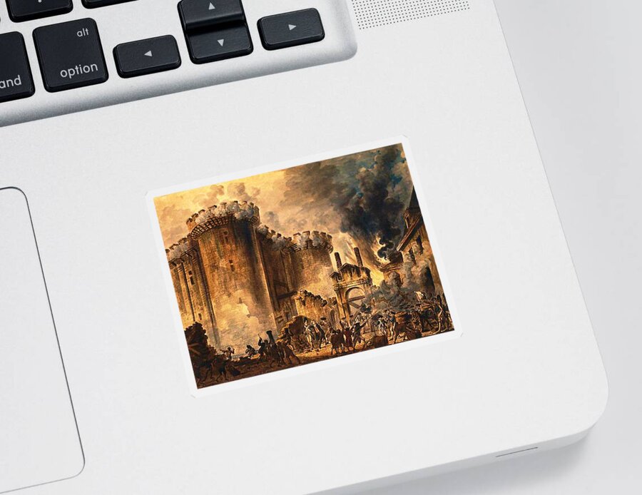 Storming Of The Bastille Sticker featuring the painting Storming of the Bastille by Jean-Pierre Houel