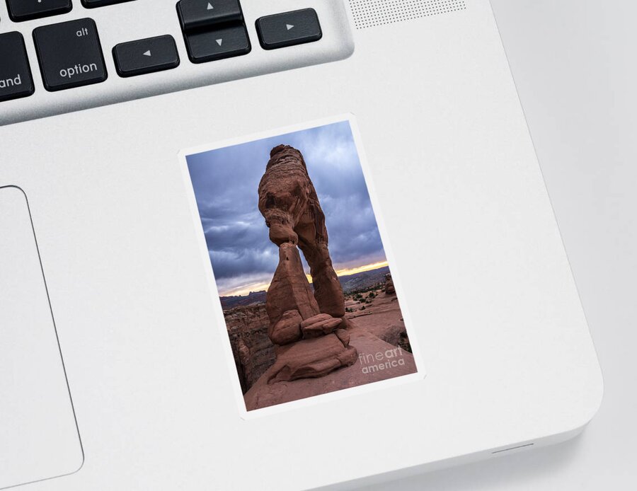Utah Sticker featuring the photograph Stormy Sunset - Delicate Arch - Moab - Utah by Gary Whitton