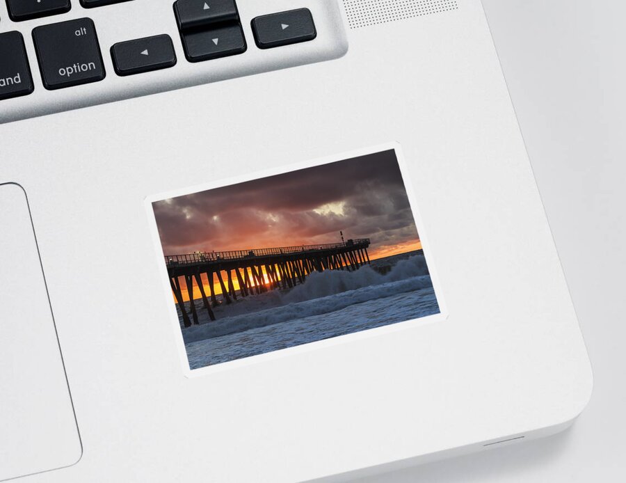 Beach Sticker featuring the photograph Stormy Sunset by Ed Clark