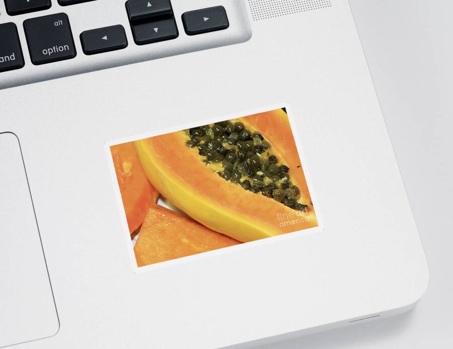 Papaya Sticker featuring the photograph Strawberry Papaya by Teresa Zieba