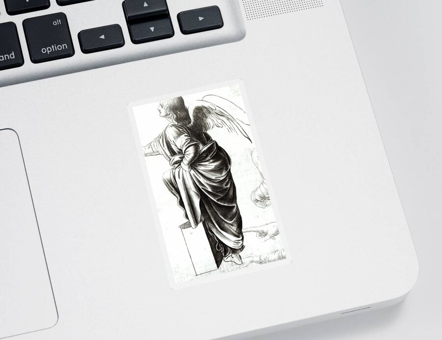 Angel Sticker featuring the drawing Study of an Angel by Leonardo Da Vinci