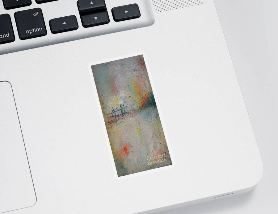 Abstract Sticker featuring the painting Suburb Sunset by Vesna Antic