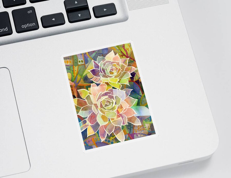 Hens And Chicks Sticker featuring the painting Succulent Mirage 2 by Hailey E Herrera
