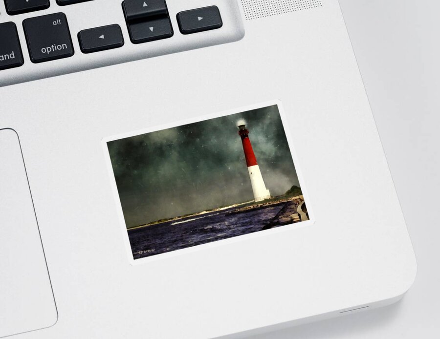 Lighthouse Sticker featuring the painting Summer Night at the Shore by RC DeWinter