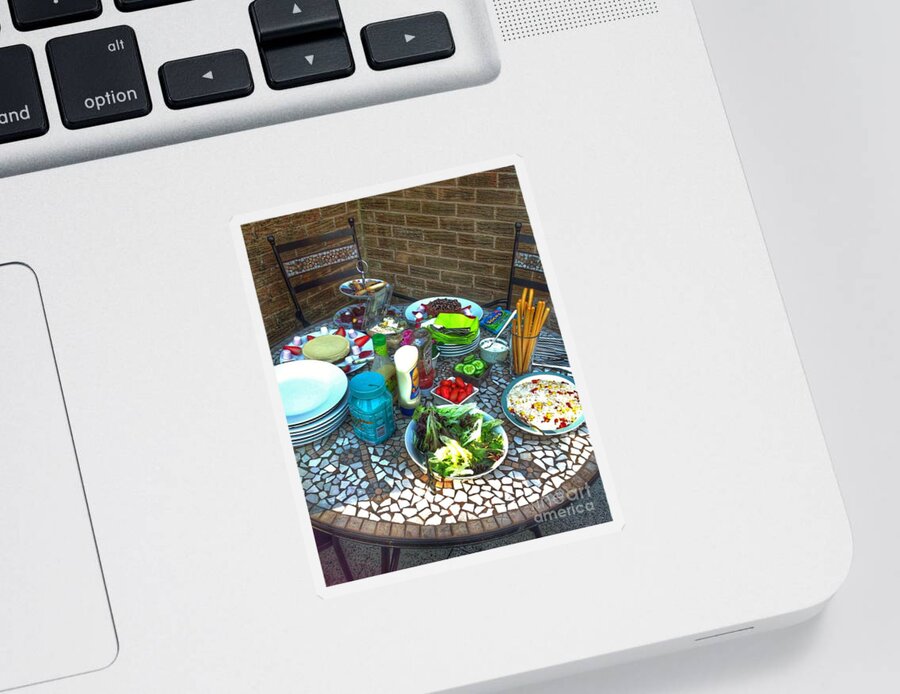 Food Photography Sticker featuring the photograph Summer Al Fresco Dining by Joan-Violet Stretch
