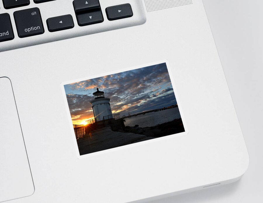 Sunrise Sticker featuring the photograph Portland Breakwater Light by Colleen Phaedra