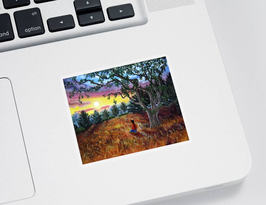 Landscape Sticker featuring the painting Summer Sunset Meditation by Laura Iverson