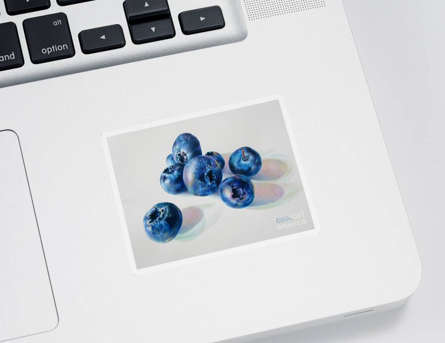 Blueberry Paintings Sticker featuring the painting Summertime Blues by Pamela Clements