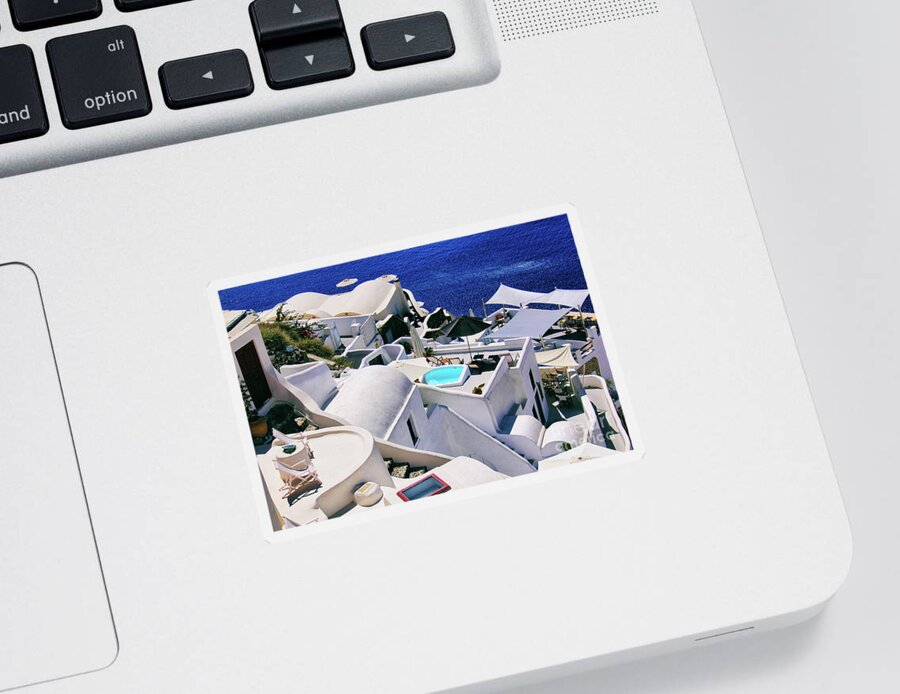 Summertime Sticker featuring the photograph Summertime in Santorini by Mariola Bitner