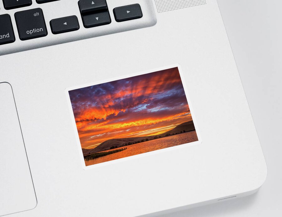 Landscape Sticker featuring the photograph Sun Rays at Sunset by Marc Crumpler