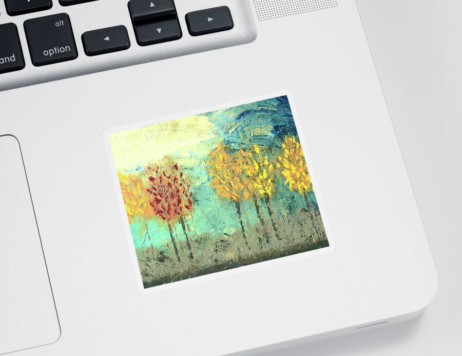 Sunrise Sticker featuring the painting Sundown Trees by Linda Bailey
