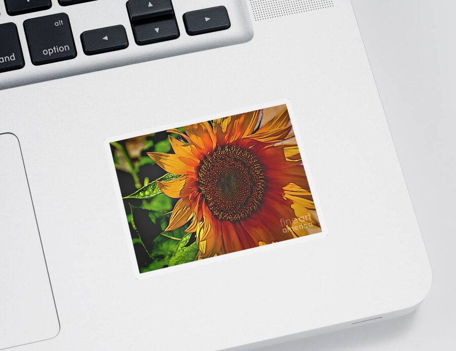 Nature Sticker featuring the painting Sunflower Shadows by Janice Pariza