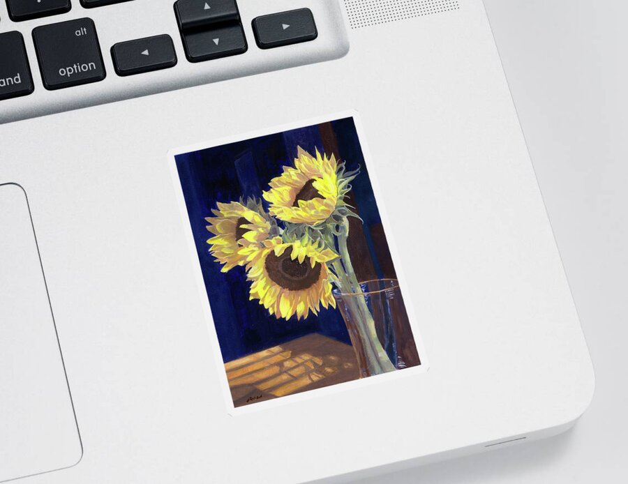 Sunflowers Sticker featuring the painting Sunflowers and Light by Lynne Reichhart