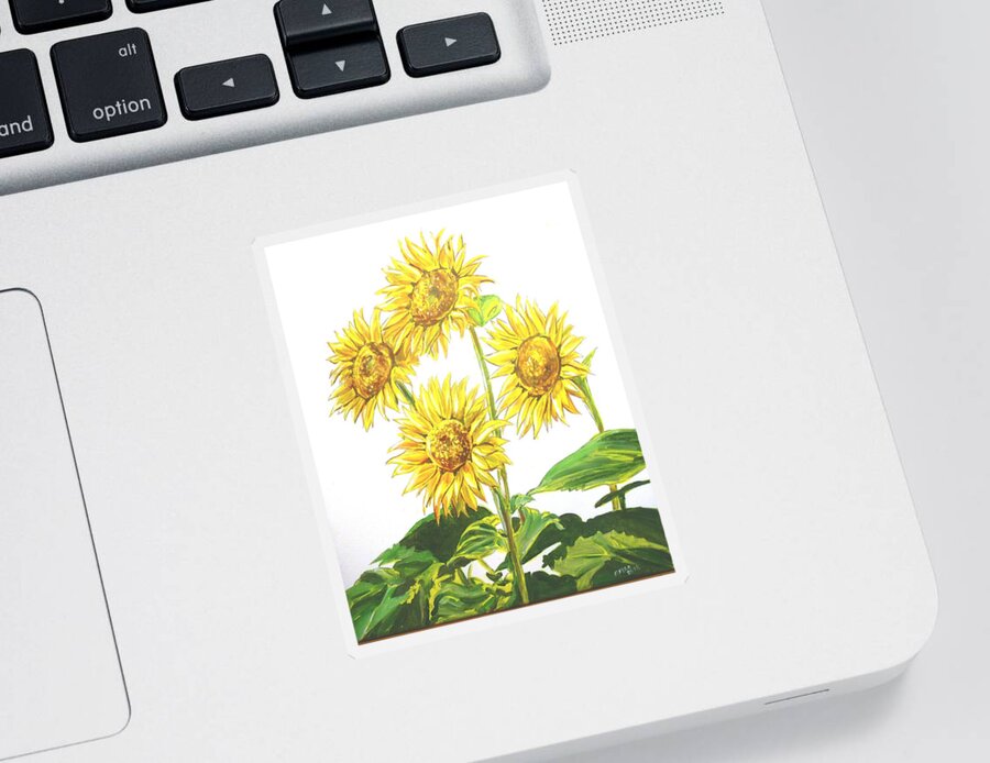 Flowers Sticker featuring the painting Sunflowers by Bryan Bustard