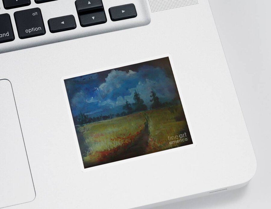 Trees Sticker featuring the painting Sunny Field by Christina Verdgeline