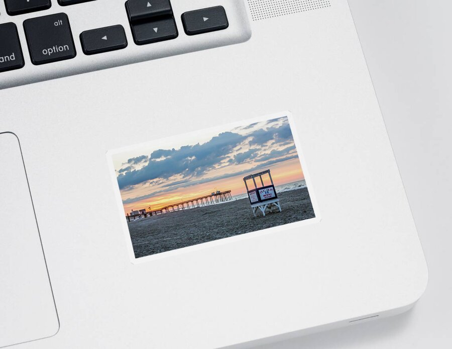 Ocean City New Jersey Sticker featuring the photograph Sunrise at 16th street Ocean City New Jersey by Photographic Arts And Design Studio
