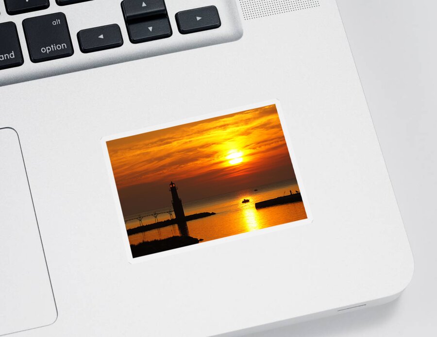Lighthouse Sticker featuring the photograph Sunrise Brushstrokes by Bill Pevlor