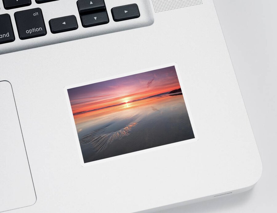 Hampton Beach State Park Sticker featuring the photograph Sunrise, Hampton Beach, NH by Jeff Sinon
