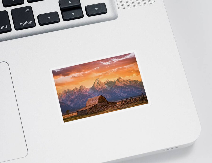 Grand Teton Sticker featuring the photograph Sunrise on the Ranch by Darren White