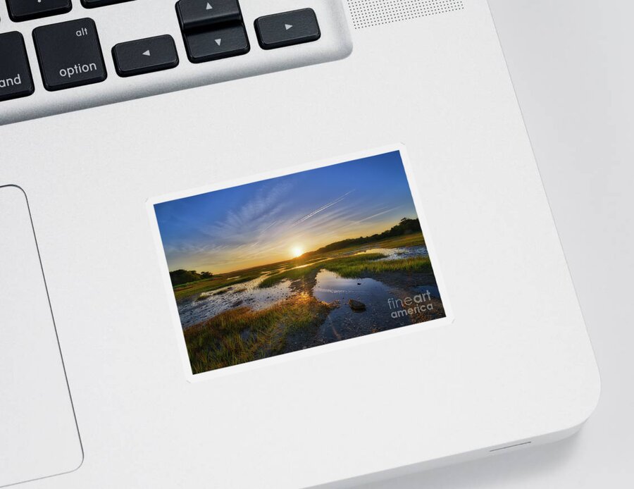Sunrise Sticker featuring the photograph Sunrise over the marsh by Michael Ver Sprill