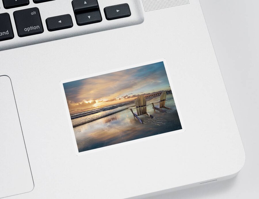 Boats Sticker featuring the photograph Sunrise Romance by Debra and Dave Vanderlaan