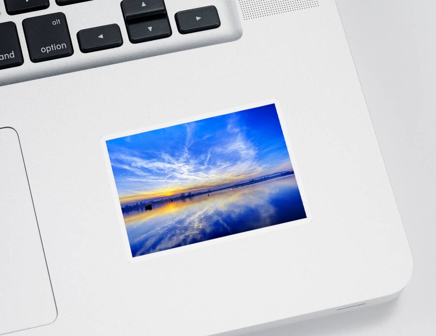 Sky Sticker featuring the photograph Sunset at lake Ptuj by Ivan Slosar