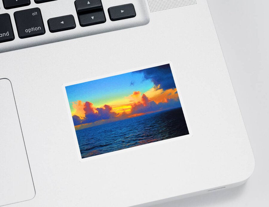 Sunset Sticker featuring the photograph Sunset at Sea by Greg Norrell