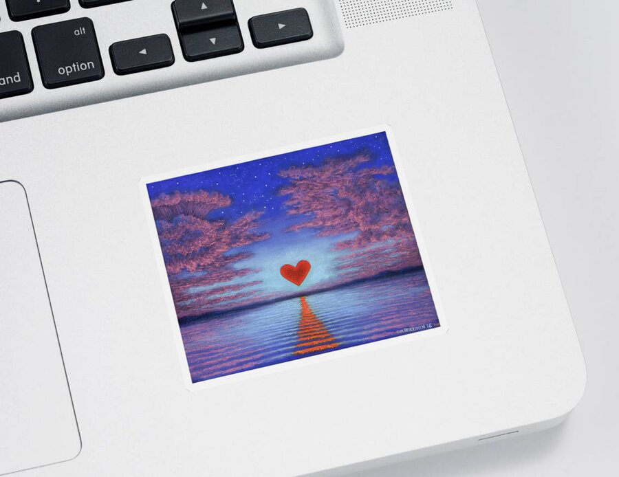 Holiday Sticker featuring the pastel Sunset Heart 02 by Michael Heikkinen