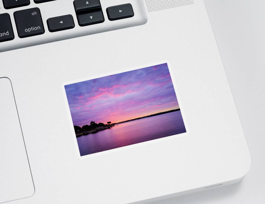 Sunset Sticker featuring the photograph Sunset Lake Arlington Texas by Robert Bellomy