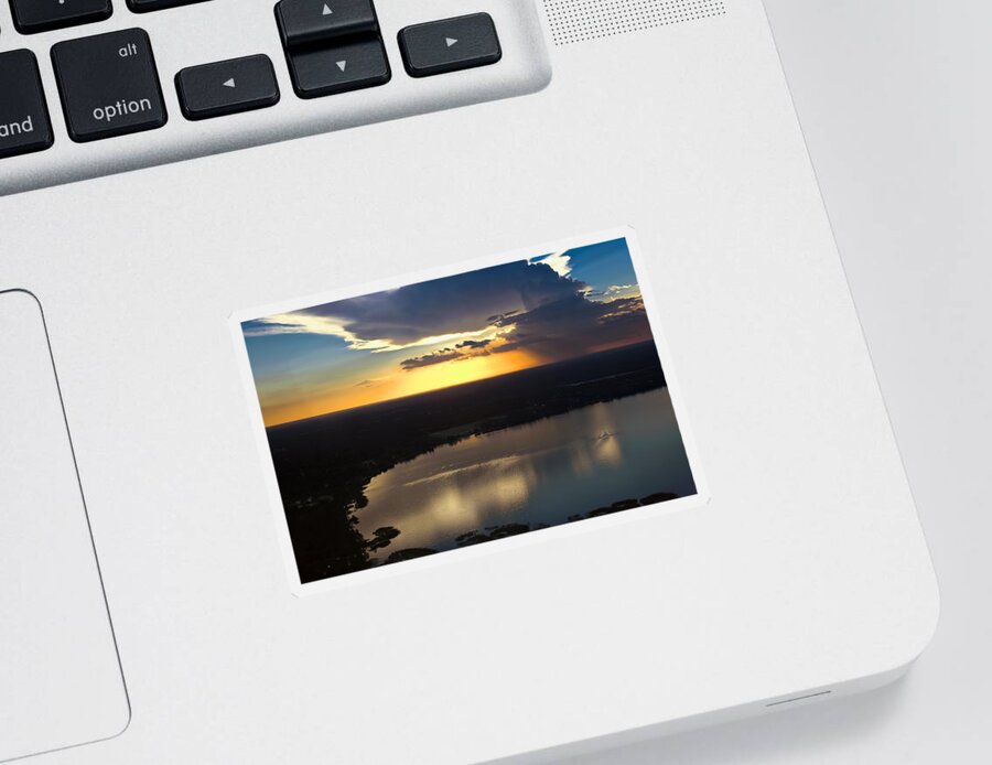 Sunset Sticker featuring the photograph Sunset Over Lake by Carolyn Marshall