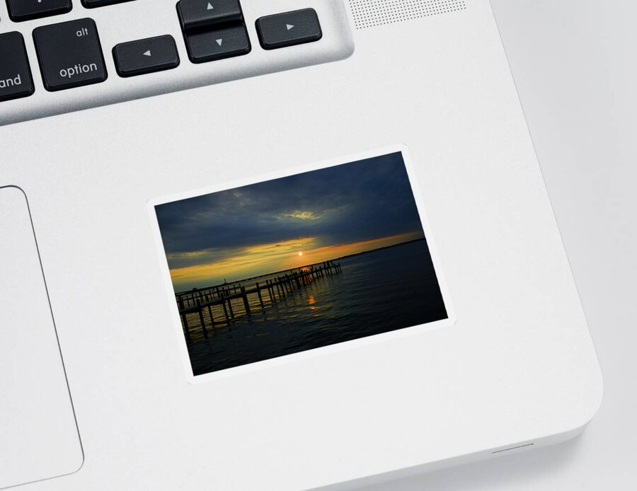 Sunset Sticker featuring the photograph Sunset Over the Bay by Allen Beatty