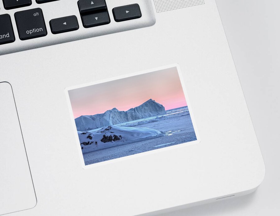 Ilulissat Sticker featuring the photograph sunset over the Icefjord - Greenland by Joana Kruse