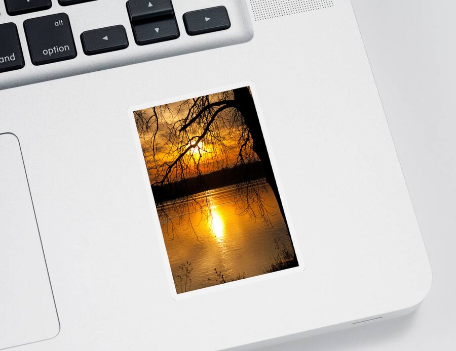 Winter Scene Sticker featuring the photograph Sunset Over The Lake by Ed Peterson