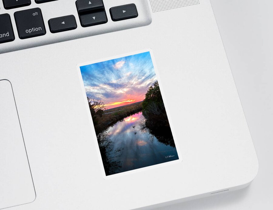 Nature Sticker featuring the photograph Sunset Over The Marsh by Christopher Holmes