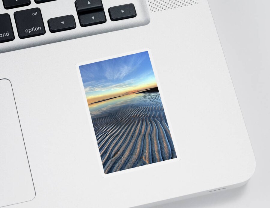 Landscape Sticker featuring the photograph Sunset Ripples and Antelope Island by Brett Pelletier