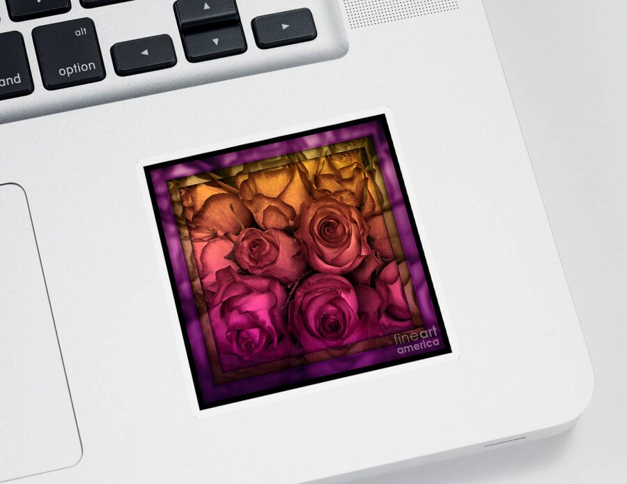Stained Glass Sticker featuring the photograph Sunset Rose - Stained Glass Series by Miriam Danar