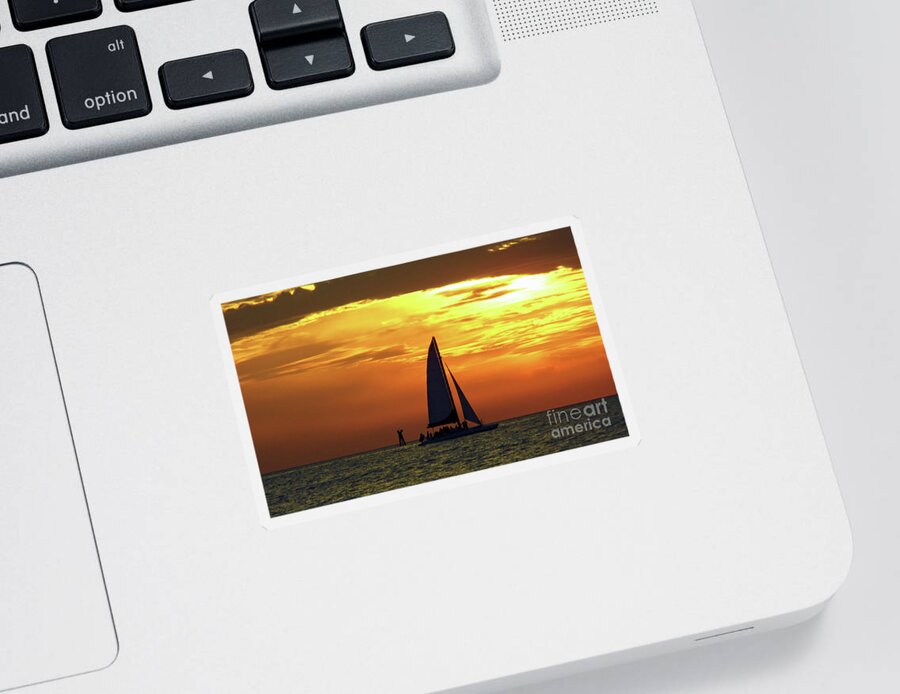 Boat Sticker featuring the photograph Sunset Sail Away by D Hackett