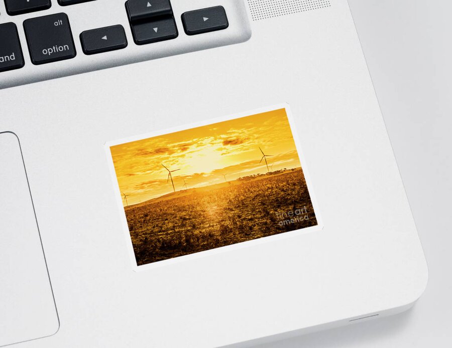 Tasmania Sticker featuring the photograph Sunsets and golden turbines by Jorgo Photography