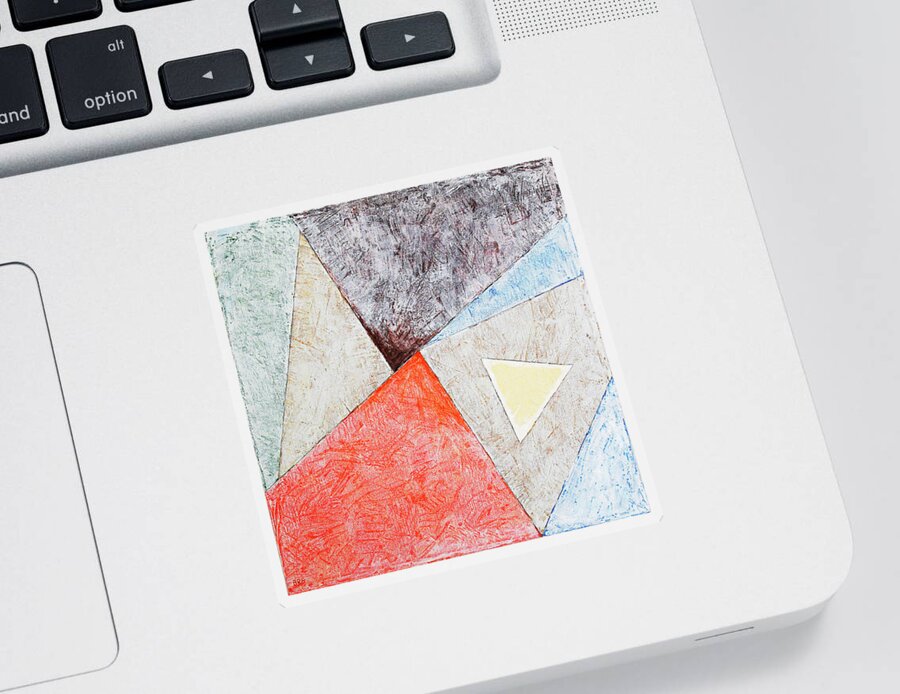 Geometric Abstract Sticker featuring the painting Suprematist Composition No 4 With A Triangle by Ben and Raisa Gertsberg