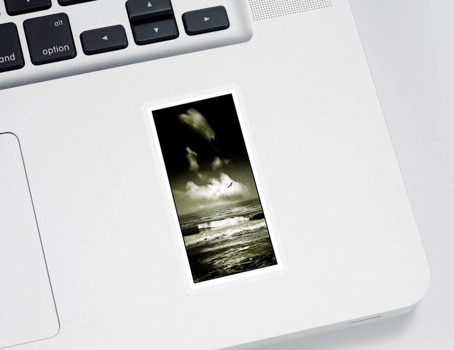 Waves Sticker featuring the photograph Surf and Sky at Rhos on sea North Wales by Mal Bray