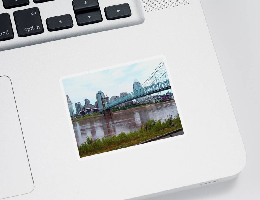 Roebling Sticker featuring the photograph Suspended Reflections by Melinda Dare Benfield